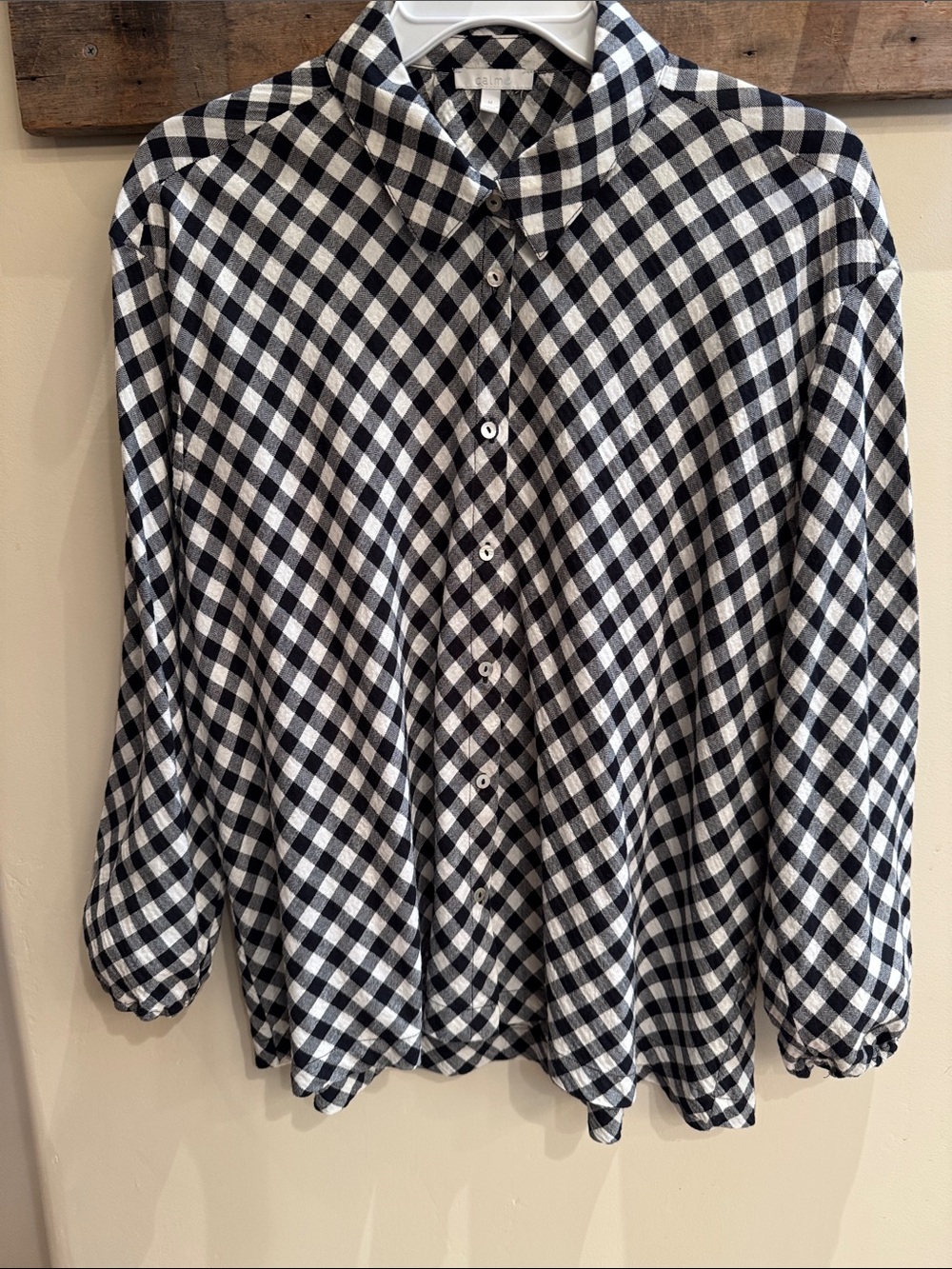 Johnny Was Calme Black & White Flannel Button-Down Shirt - Medium